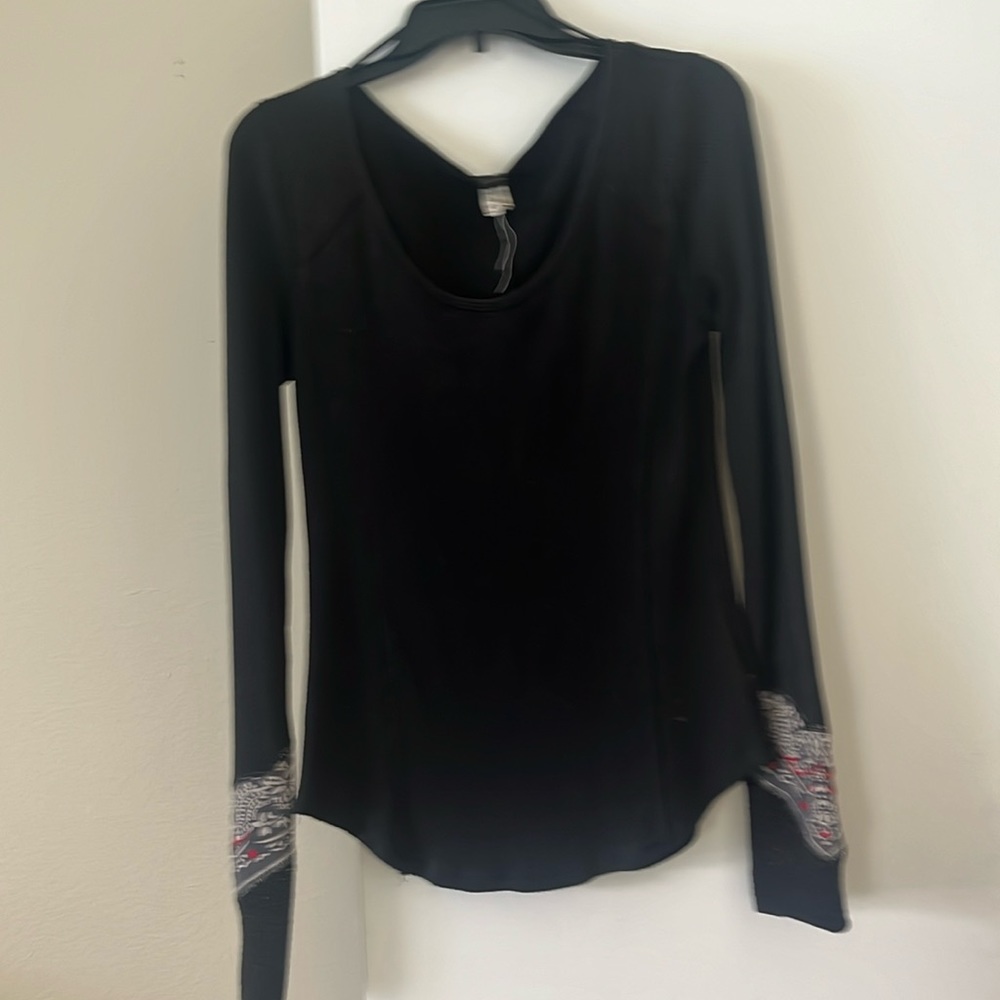 Free people dark brown Henley top size L